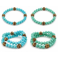 Turquoise Crystal Leopard Accent Stretch Bracelet