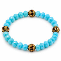 Turquoise Crystal Leopard Accent Stretch Bracelet