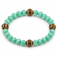 Turquoise Crystal Leopard Accent Stretch Bracelet