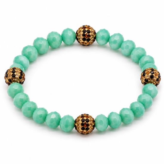 Turquoise Crystal Leopard Accent Stretch Bracelet