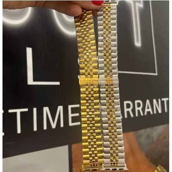 Two-Tone Adjustable Apple Watch Band – 18k Gold Plated Stainless Steel