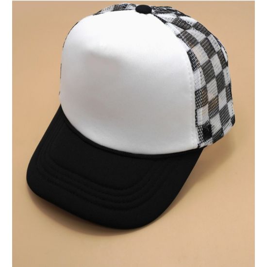 White Checkered Trucker Snapback Cap