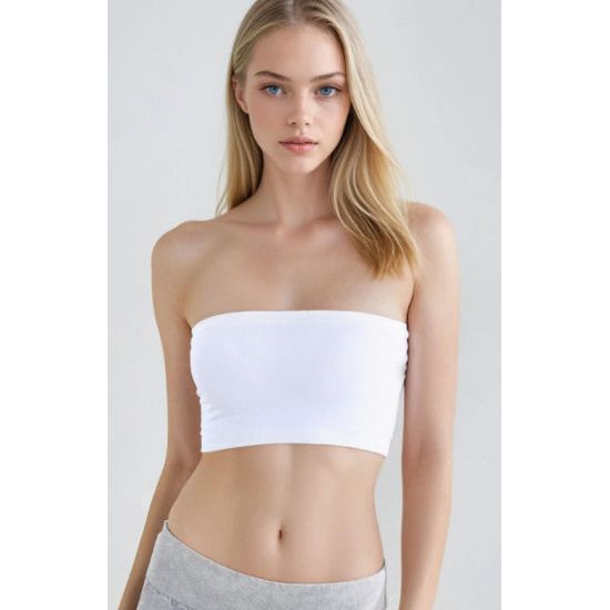 White Jersey Bandeau Tube Top