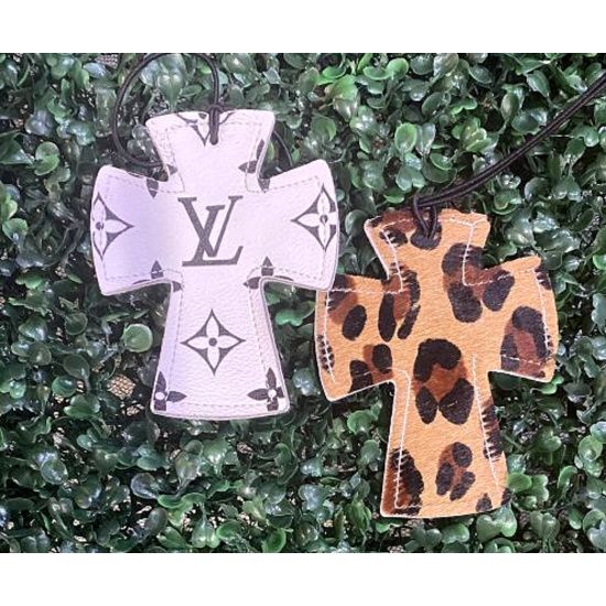 Leather & Cowhide Cross Freshie Charm