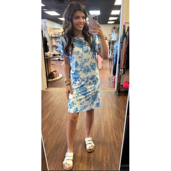Sweet Melodies Blue & White Floral Dress