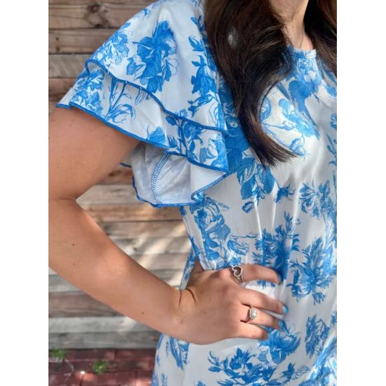Sweet Melodies Blue & White Floral Dress
