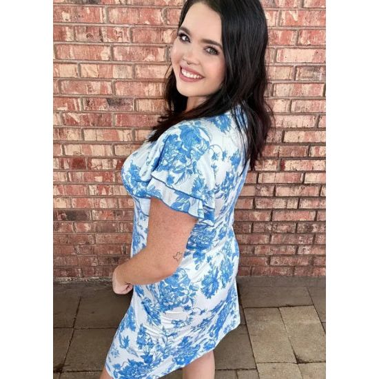 Sweet Melodies Blue & White Floral Dress