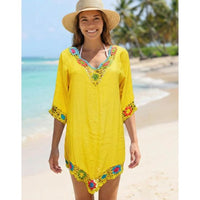 Sunny Yellow Floral Crochet Beach Cover Up