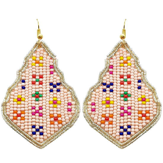 Blush Seed Bead Moroccan Earrings with Multi Color