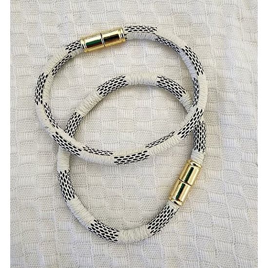 White Checkered Magnetic Clasp Statement Bracelet