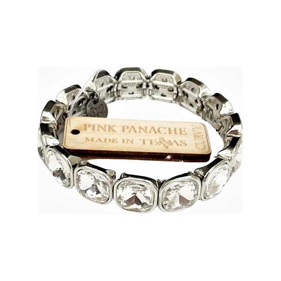 Pink Panache Clear Crystal Stretchy Bracelet - Rhinestone Gal