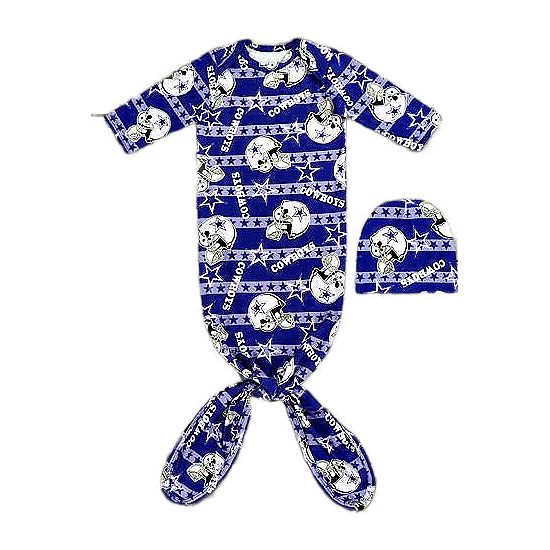 Baby's Blue Dallas Cowboy Gown with Matching Beanie