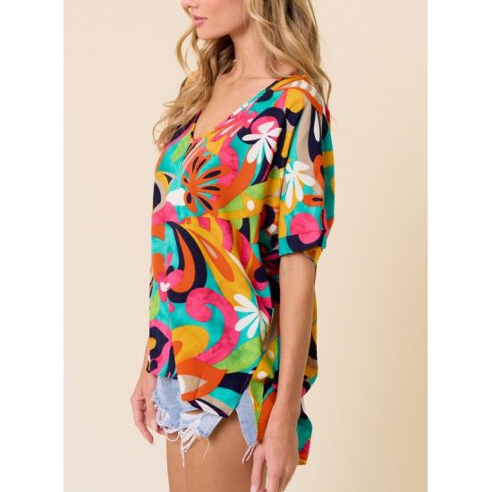 Colorful Floral Hi-Lo Top