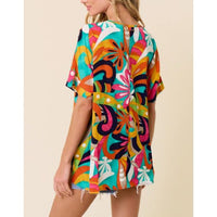 Colorful Floral Hi-Lo Top