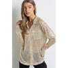 Gold Sequin Semi Sheer Button Down Top