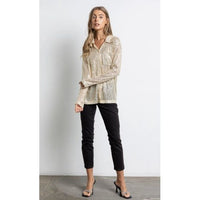 Gold Sequin Semi Sheer Button Down Top