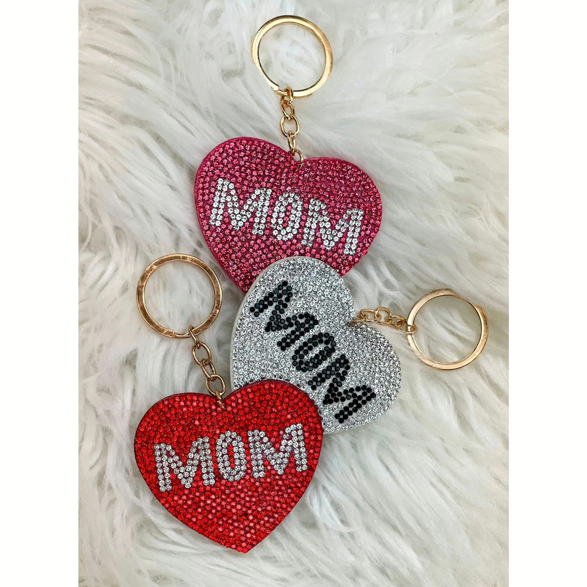 Mom Heart Rhinestone Keychain - Rhinestone Gal