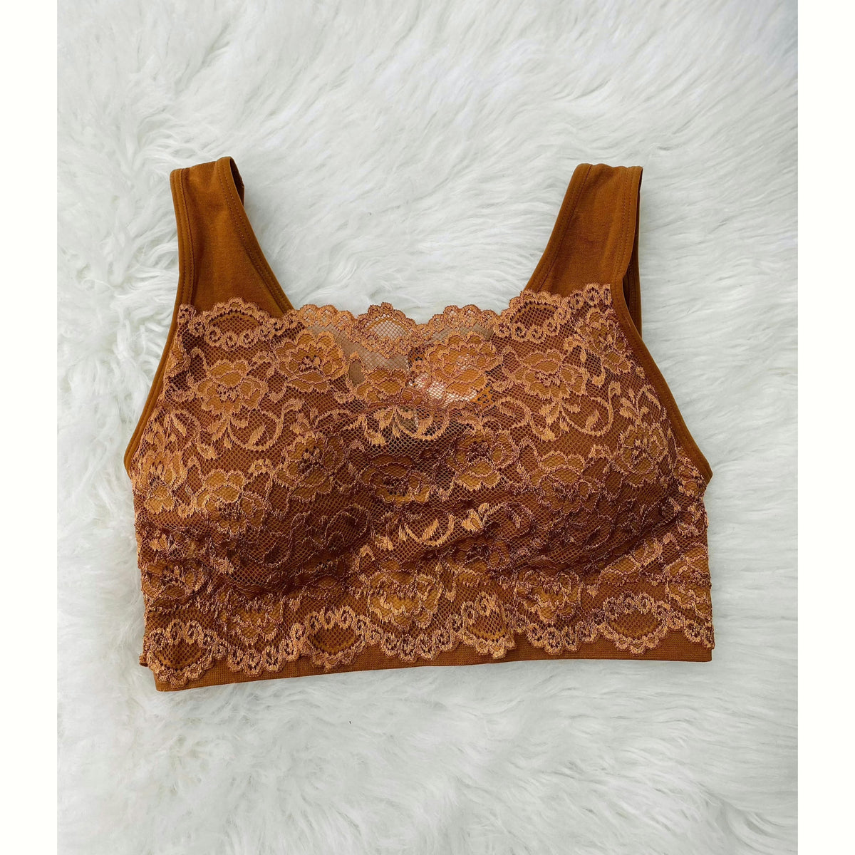 Terra Cotta Lace Bandeau Bralette - Rhinestone Gal