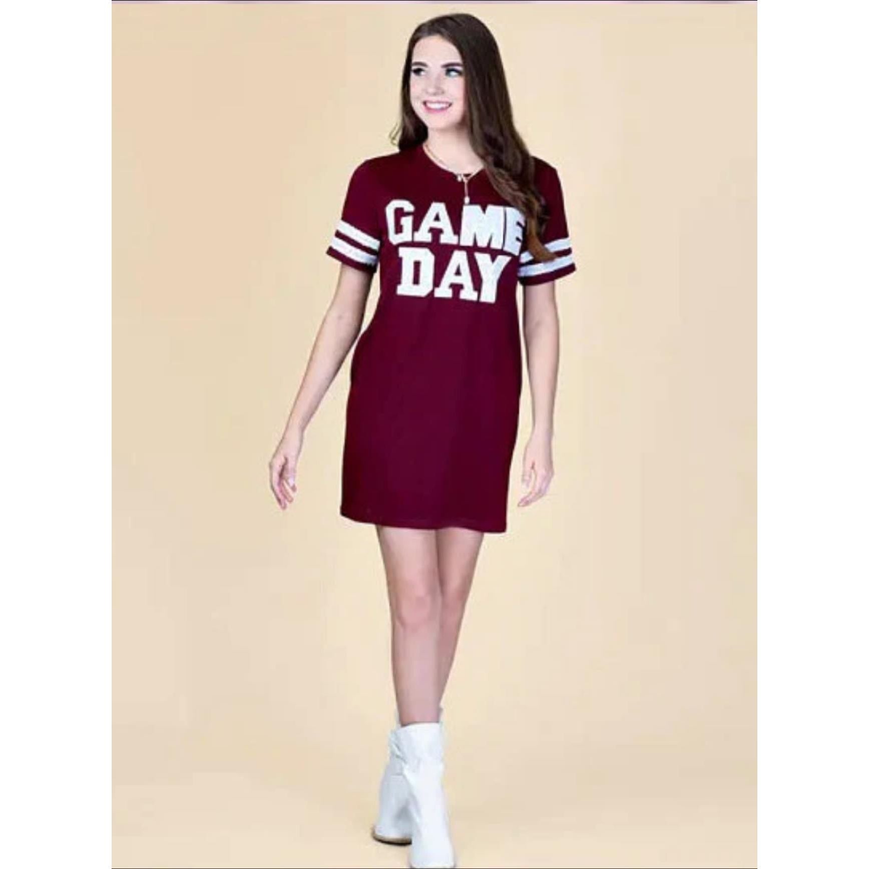 Maroon Game Day Sequin Tee Shirt Dress