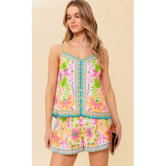 Ivory Floral Cami & Short Set