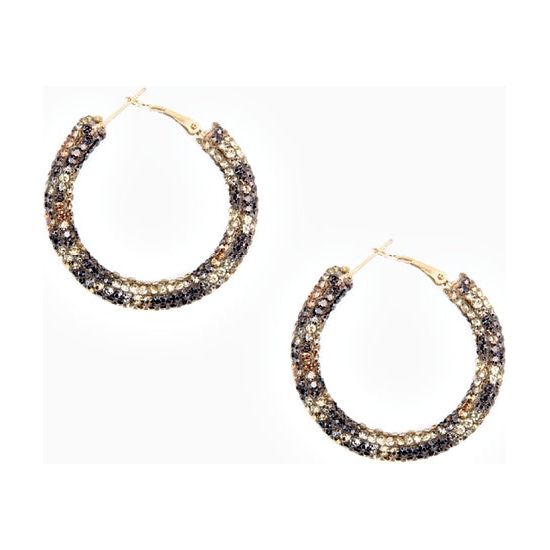 Leopard Rhinestone Hoop Earrings