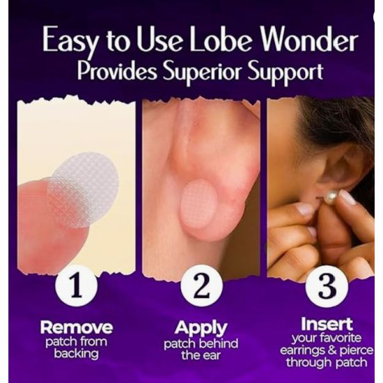 Lobe Wonder Invisible Earring Support Patches (60 Pack)