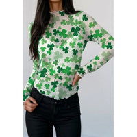 Lucky Clover Mesh Long Sleeve Top