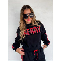 Black “Merry” Plaid Sweatsuit Set
