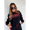 Black “Merry” Plaid Sweatsuit Set