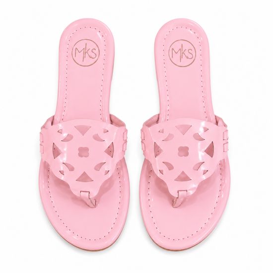 Blush Pink Cutout Thong Sandals