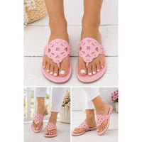 Blush Pink Cutout Thong Sandals