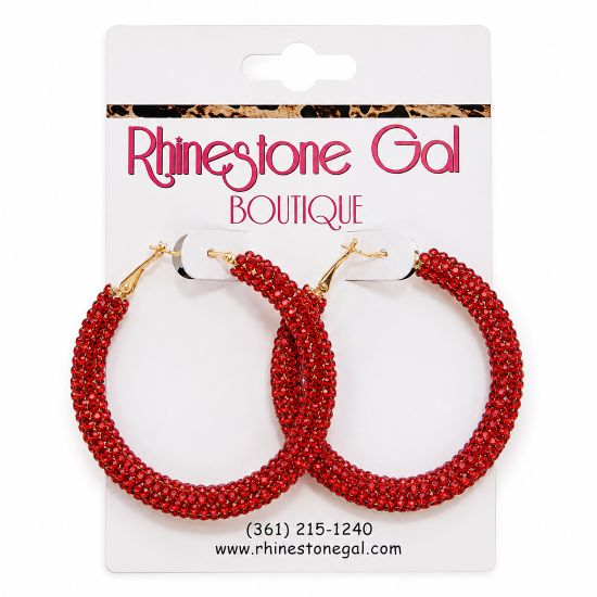 Red Crystal Bling Hoop Earrings