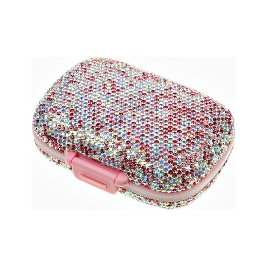 Multi Pink Rhinestone Travel Pill Box