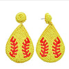 Softball Teardrop Seed Bead Earrings