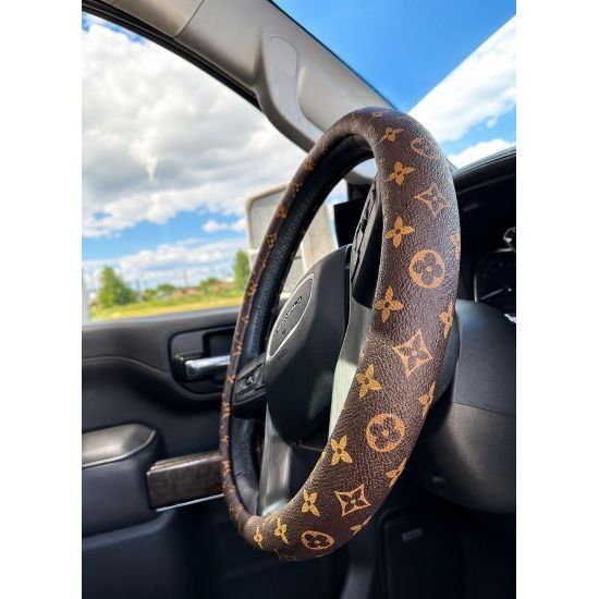 Brown Print Universal Steering Wheel Cover