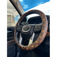 Brown Print Universal Steering Wheel Cover