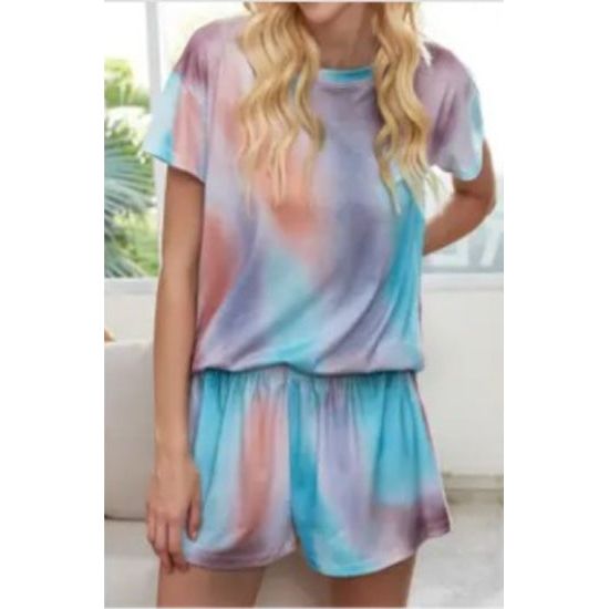 Pastel Tie Dye Lounge Short Set