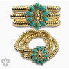 Pink Panache Turquoise Concho Stretch Bracelet – 18K Gold Dipped