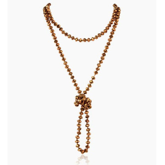 Long Bronze Beaded Necklace