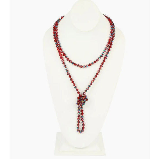 Long Multi Red Beaded Necklace