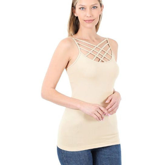 Taupe Strappy Criss Cross Cami