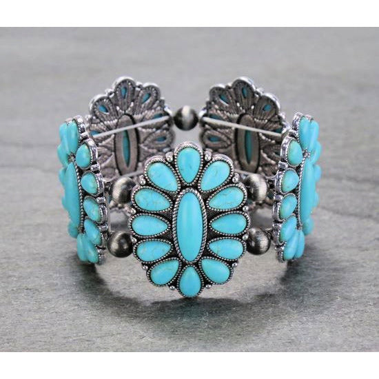 Turquoise Concho Stretchy Bracelet