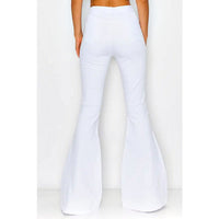 White Distressed High Waist Bell Pants Plus sz - Rhinestone Gal