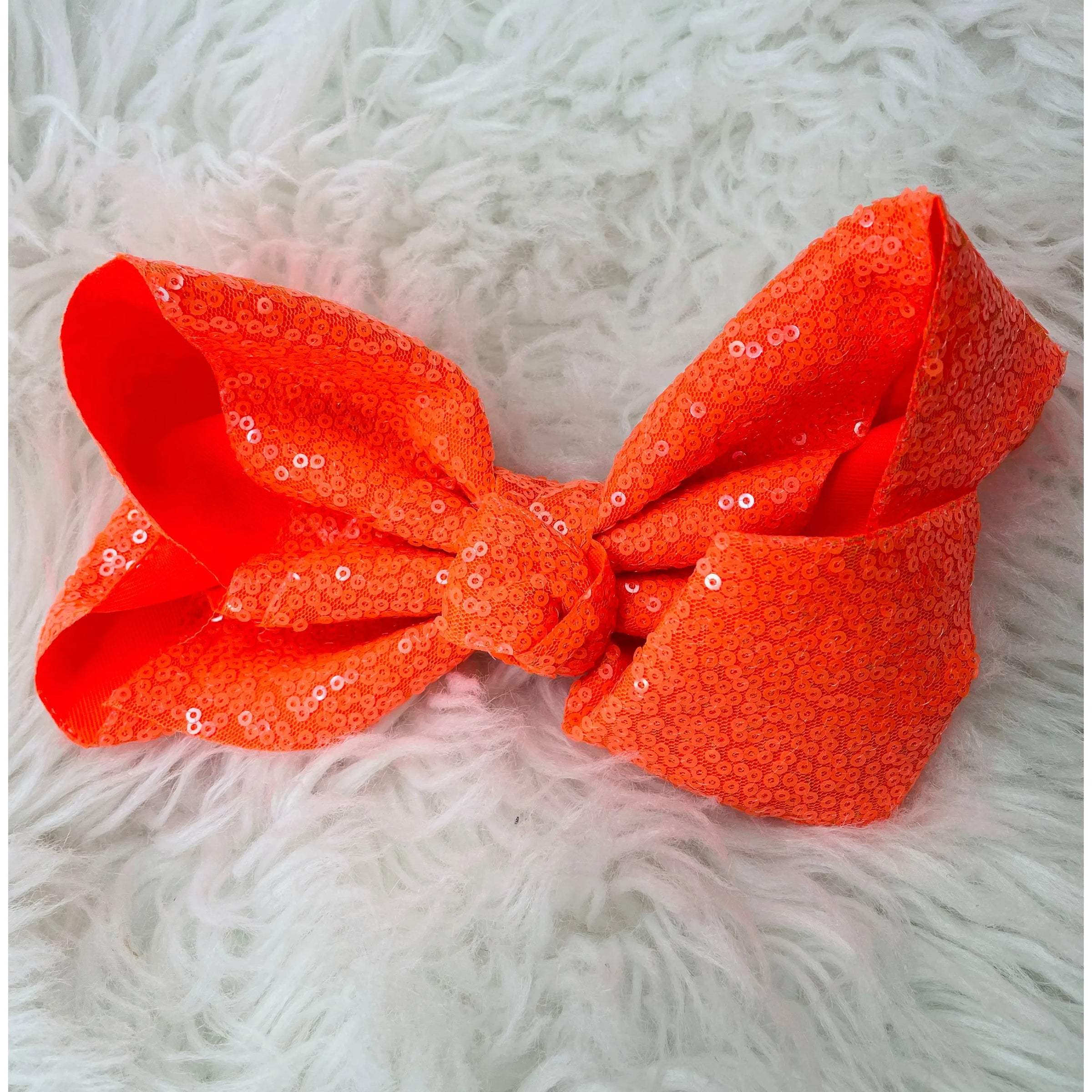 Orange Sequin Hair Bow